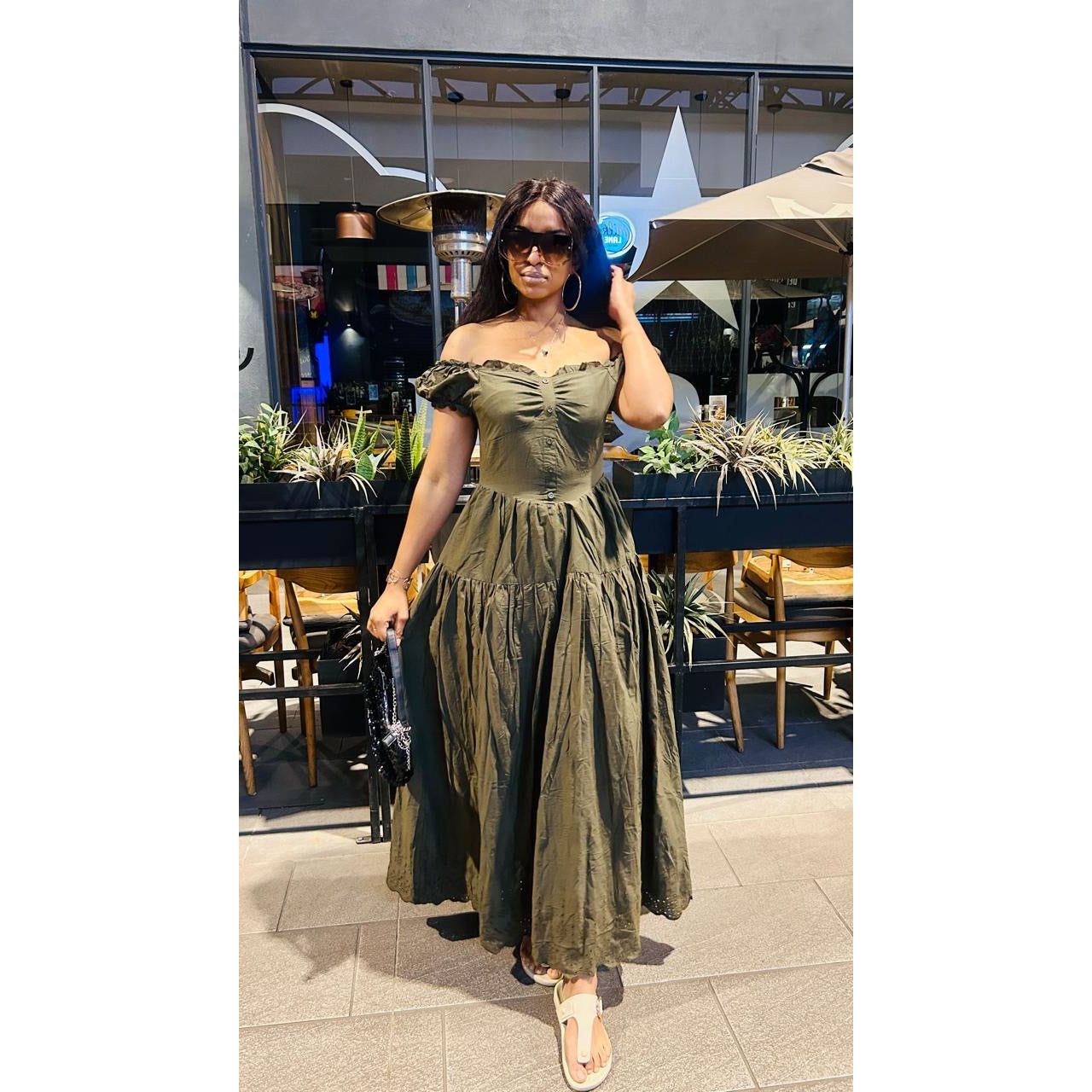 Vintage Chest Back Solid Color Lace Summer Dress