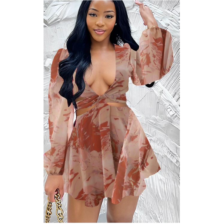 Long Sleeve Floral Top & Skirt Set