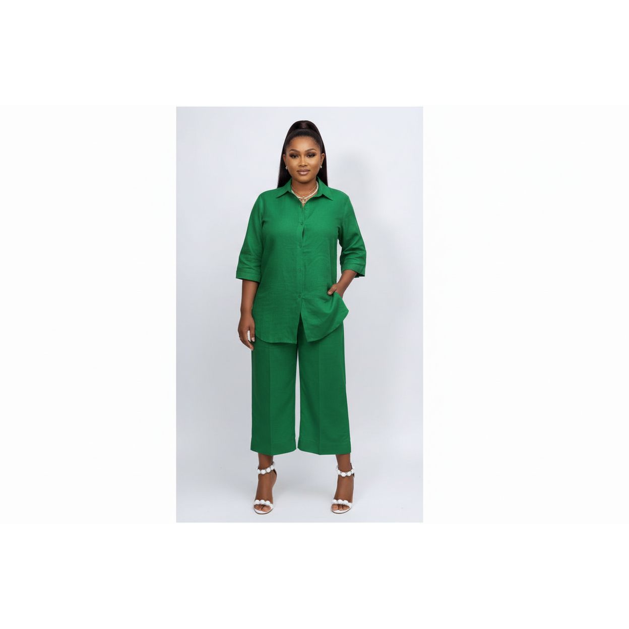 Solid Color Texture Casual Fashion Women's Wear Short-sleeved Trousers Two-piece Set