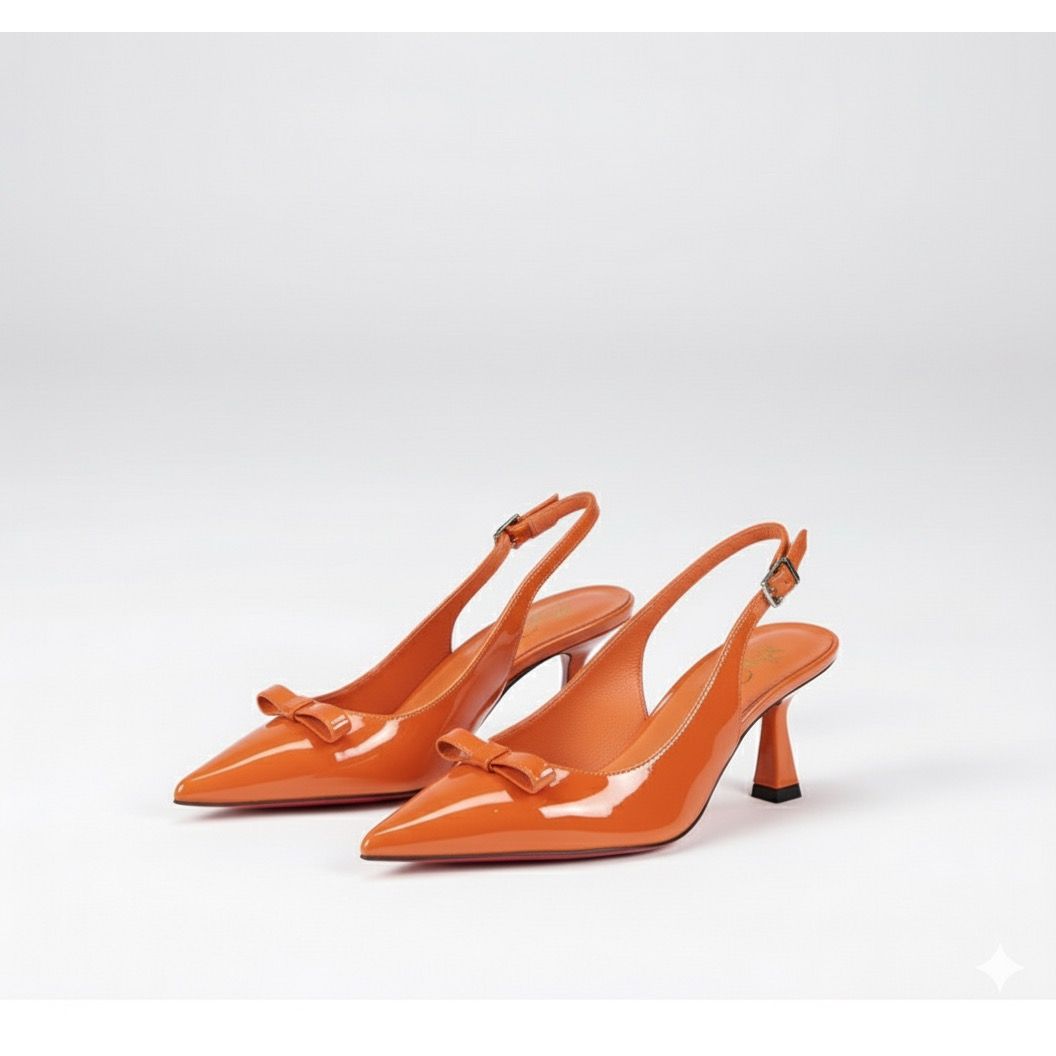 Slingback Stiletto Court Heel With Bow Design Shoe