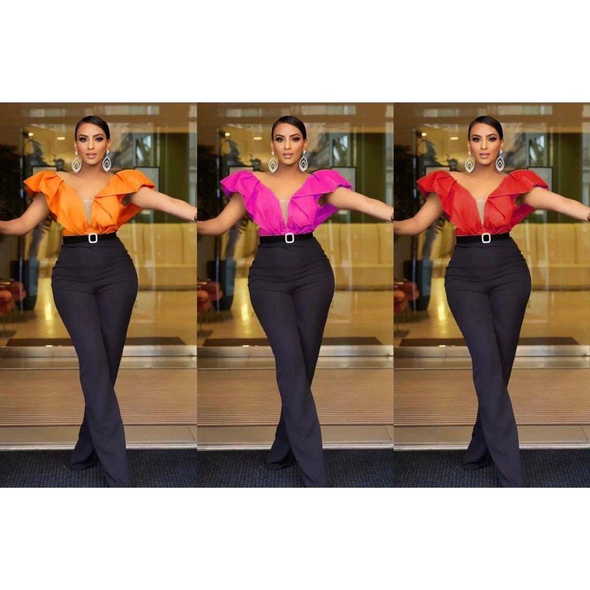Open Neck Puff Shoulder Bodycon Jumpsuit