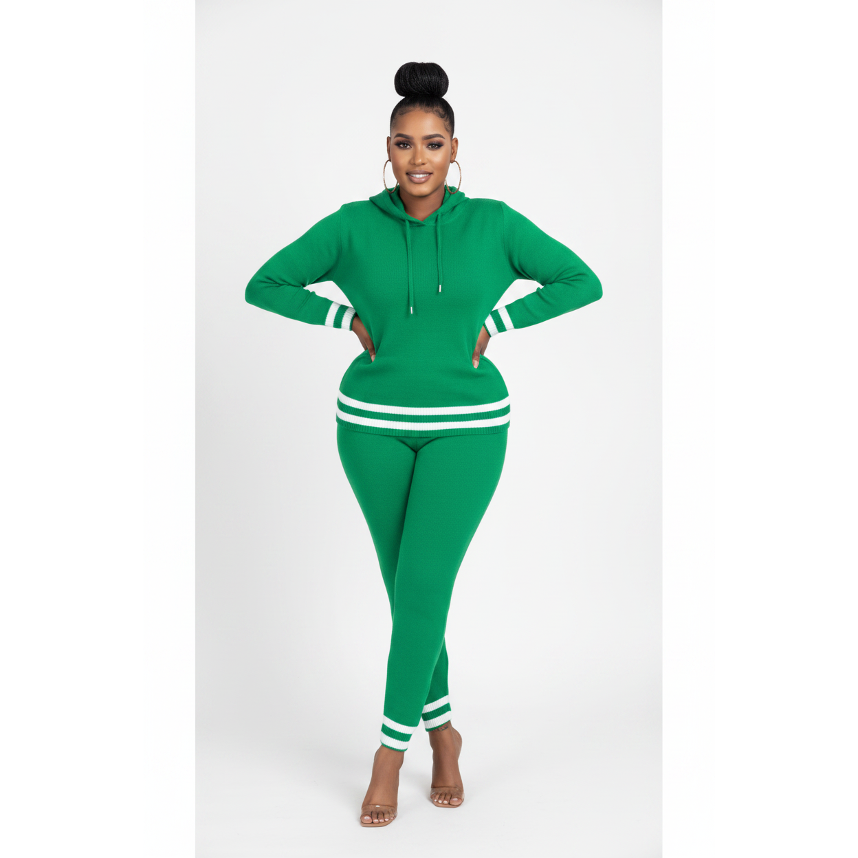 Striped Solid Color Tracksuit Set
