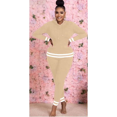 Striped Solid Color Tracksuit Set