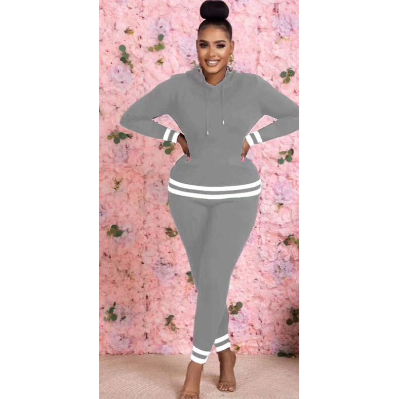 Striped Solid Color Tracksuit Set