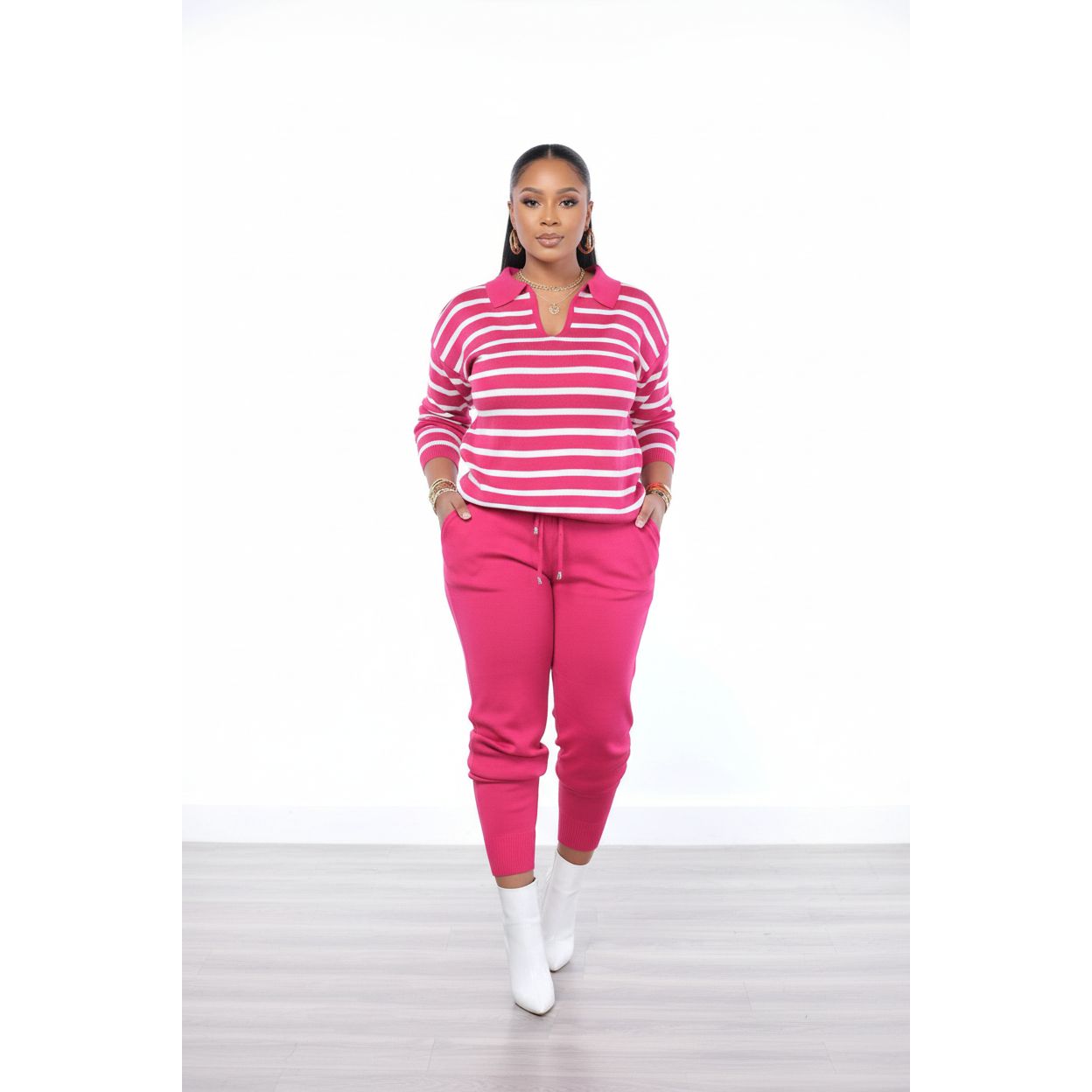 Collar Knitted Two Piece Set