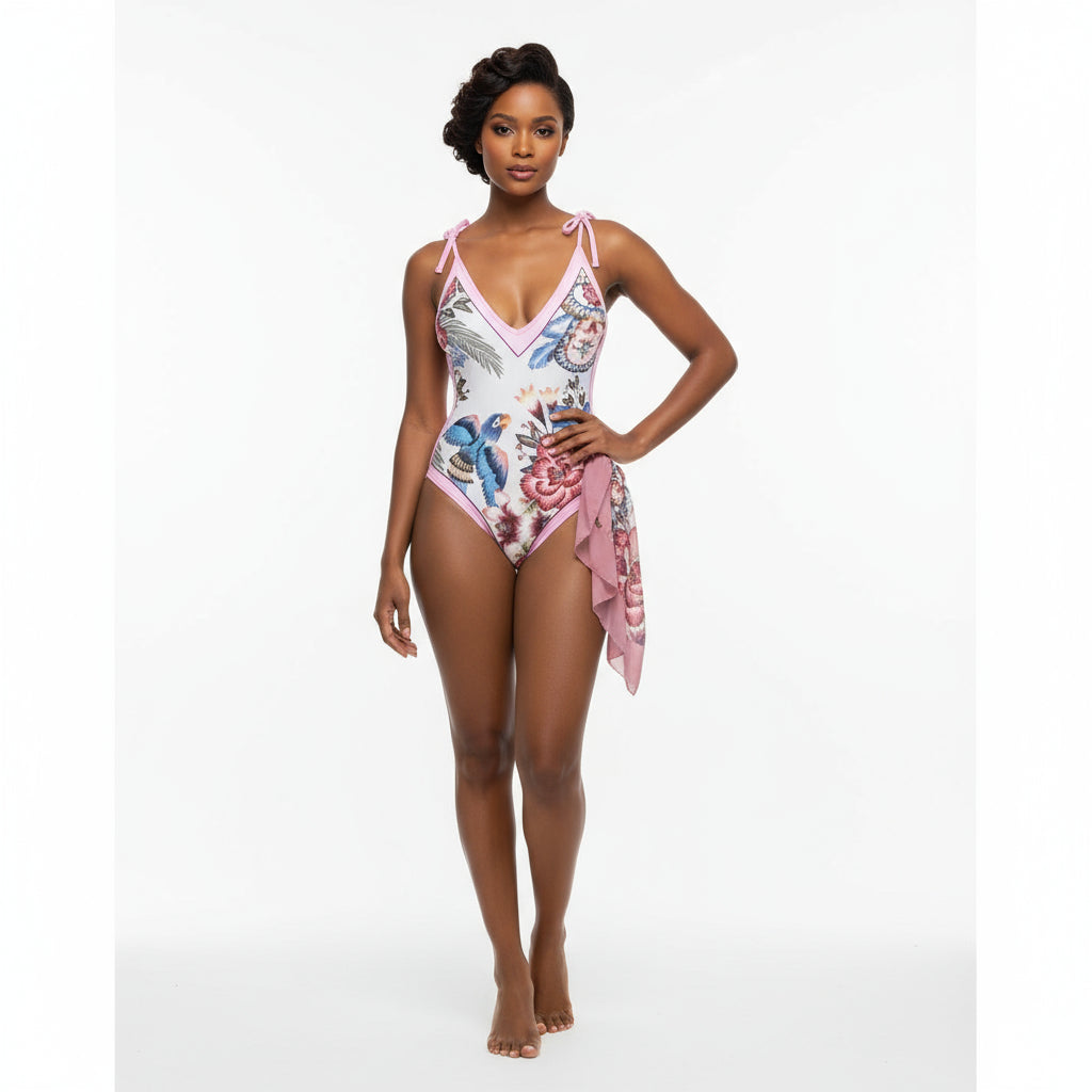 Sexy V-Neck Swimsuit and Cover Up Set