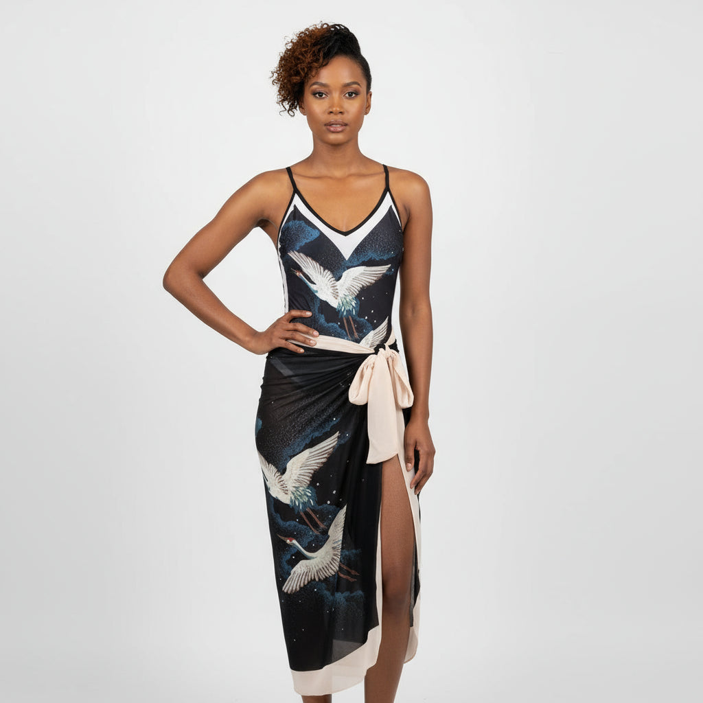 Sexy V-Neck Swimsuit and Cover Up Set