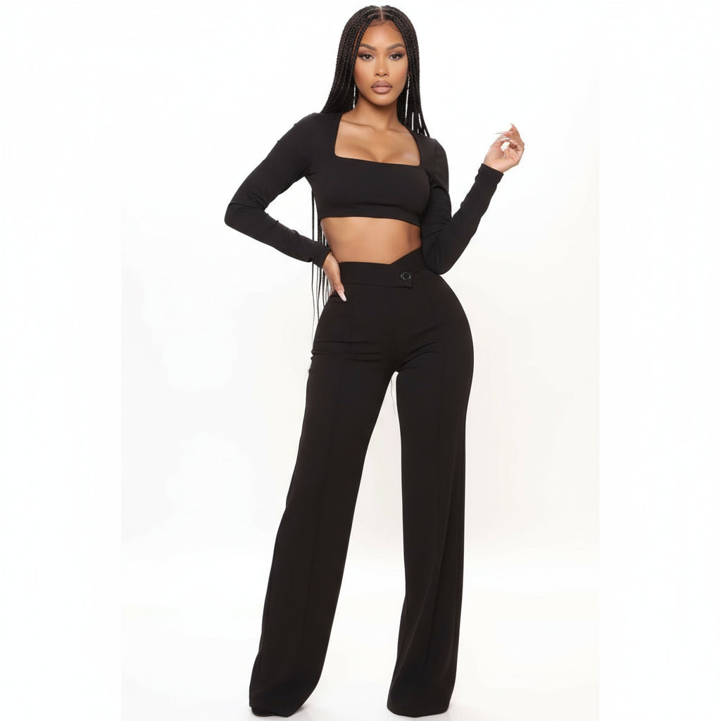 High Waisted Solid Color Pant