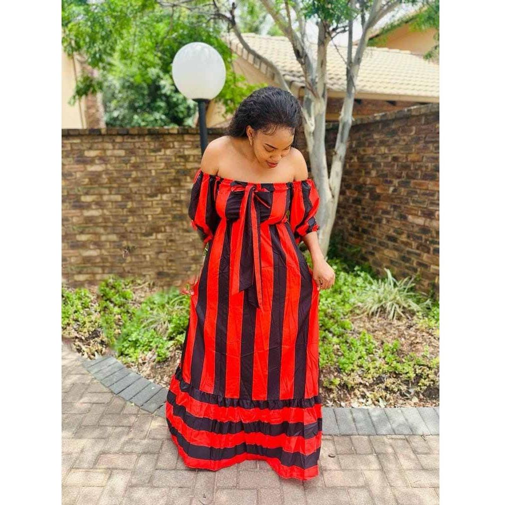 Sexy Striped Off Shoulder Dress