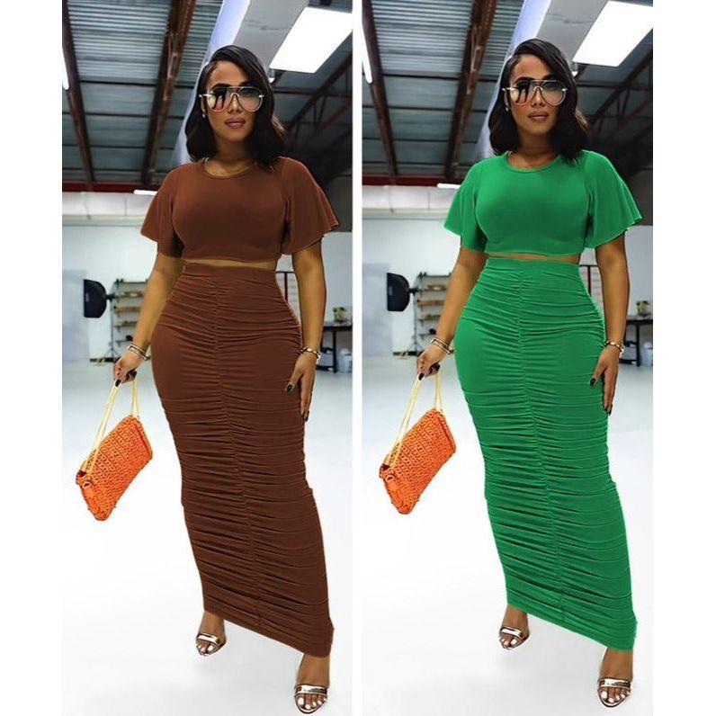 Sexy Short Sleeve Top and Skirt Set