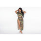 Camouflage Slit skirt and top set