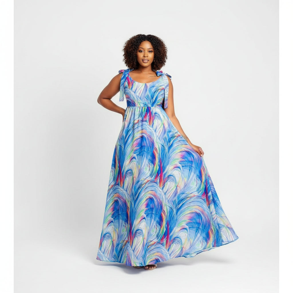 Round Neck Short Sleeve Floral Dress