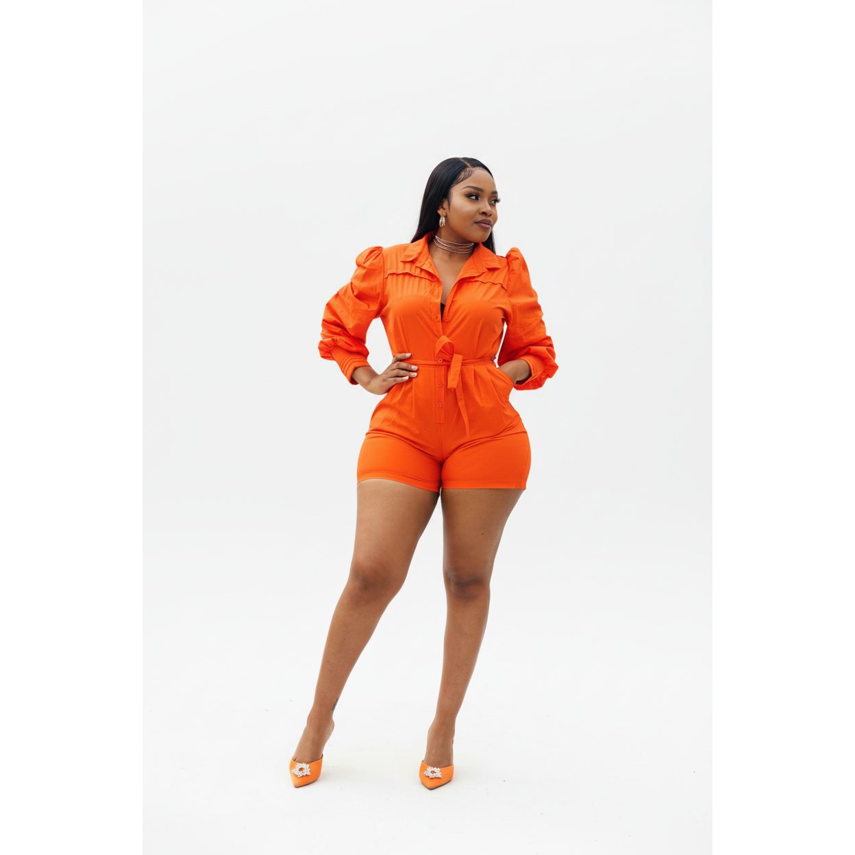 Long Sleeve Short Jumpsuit