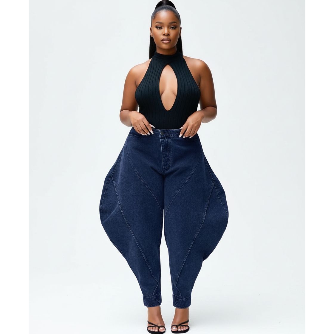 Sculpted Balloon Denim Pants