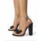Bow Decor Chunky Heeled Ankle Strap Sandals.