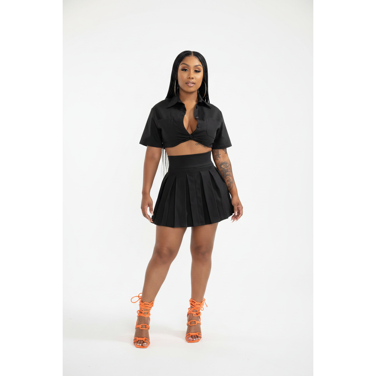 Pleated Mini Skirt and Crop Top Set