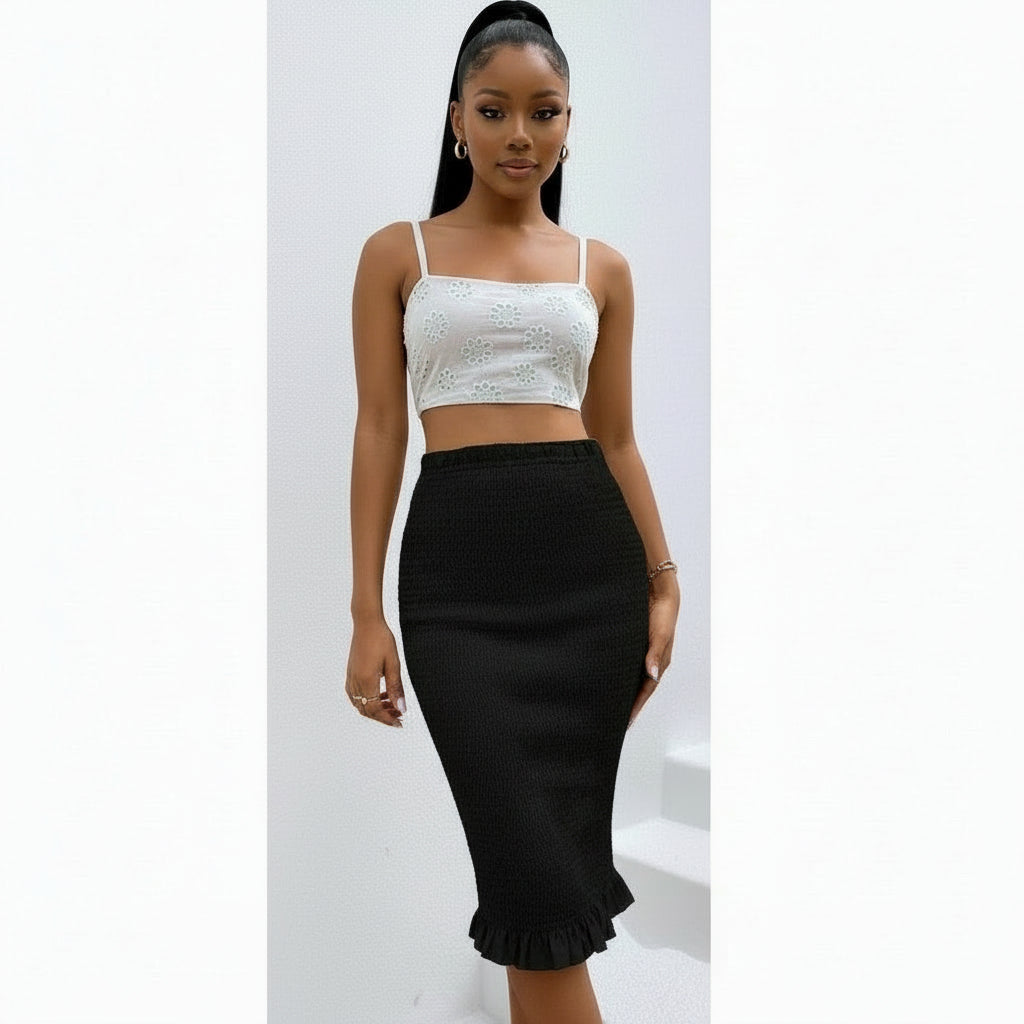 Sexy Ruffle Midi Skirt