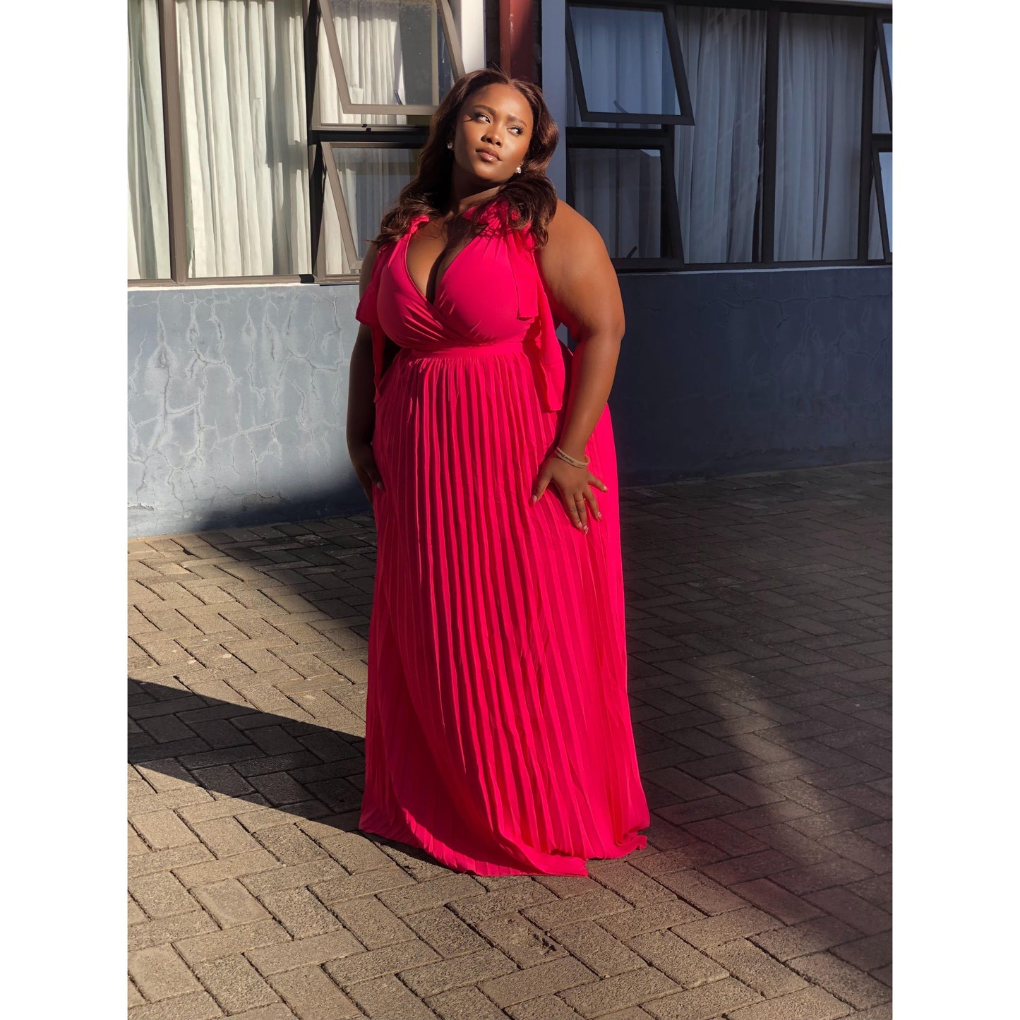 Plus Size Pleated Maxi Dress.