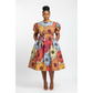 Short Sleeve High Waist Printed Dress
