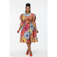 Short Sleeve High Waist Printed Dress
