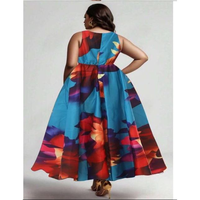 Colorful Abstract-Print Fit & Flare Midi Dress