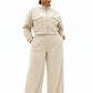 Two Piece Lounge Set with Zip-Up Crop Jacket