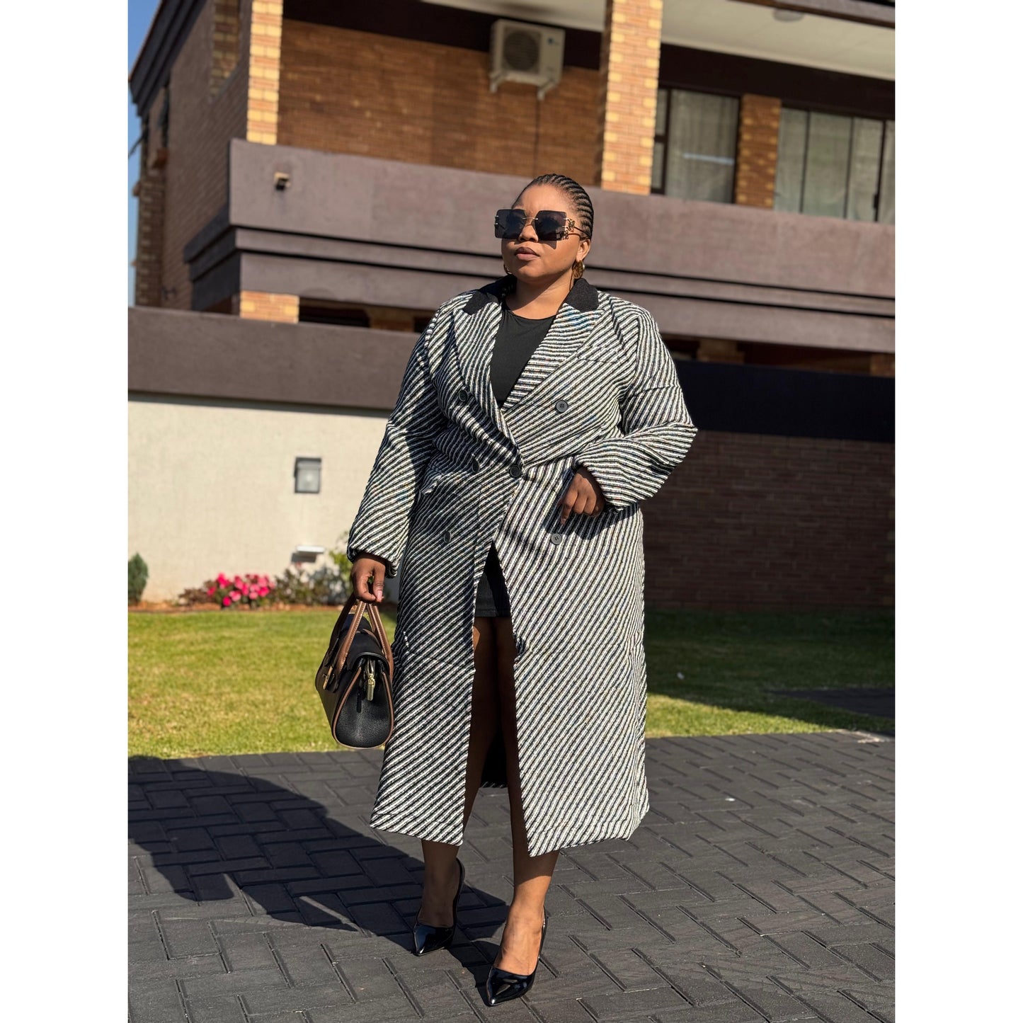 Double Button Parallel Line Coats