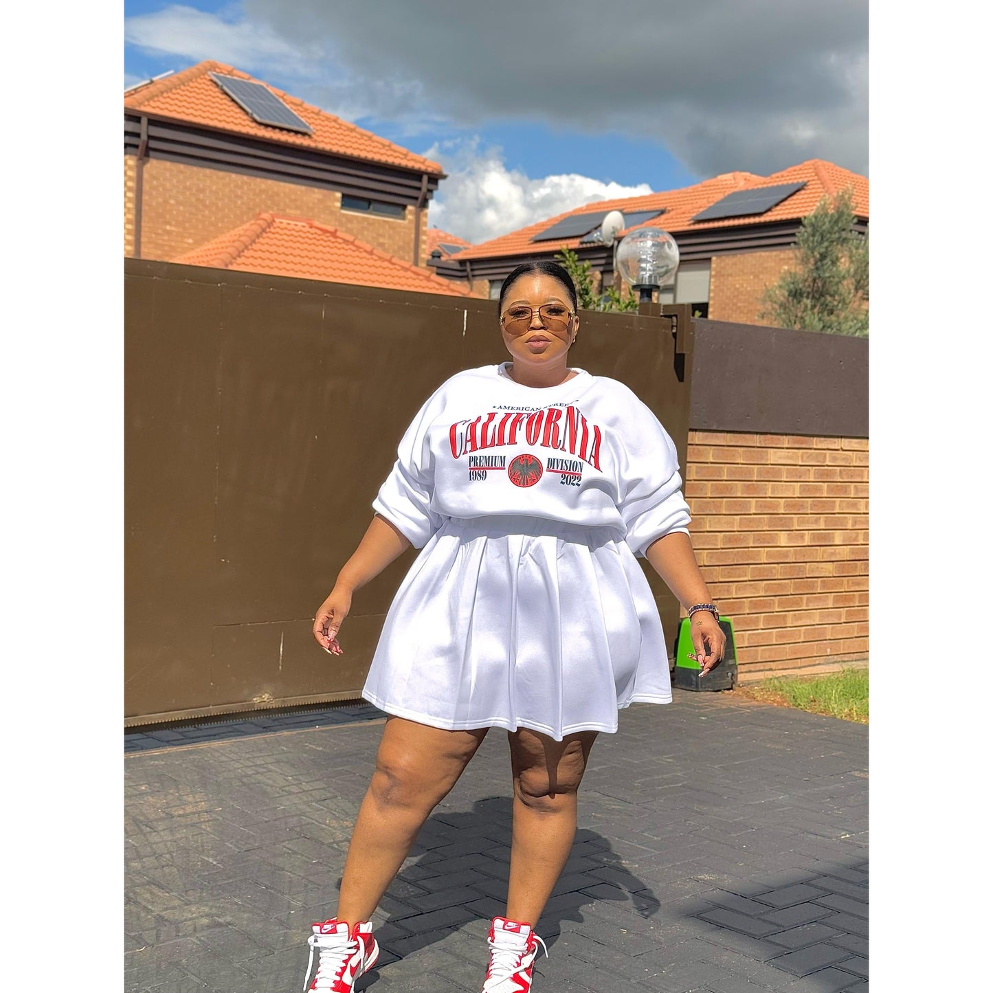 Mini Skirt & Oversized Sweatshirt 2 Piece Set.