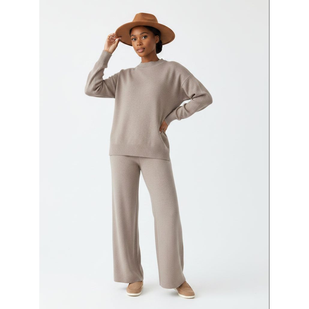 Oversized Sweater & Wide Leg Pants Knit Lounge Set