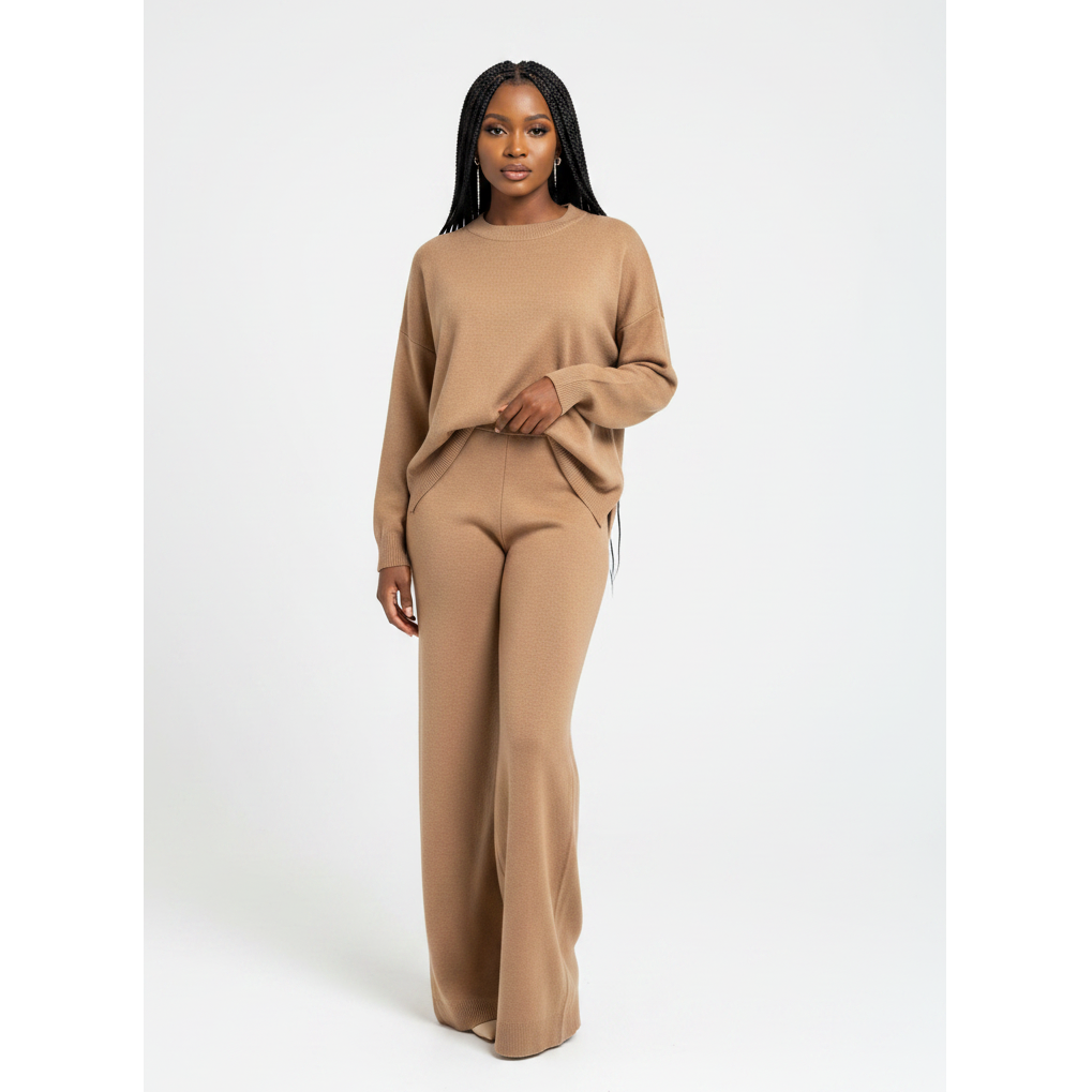 Oversized Sweater & Wide Leg Pants Knit Lounge Set