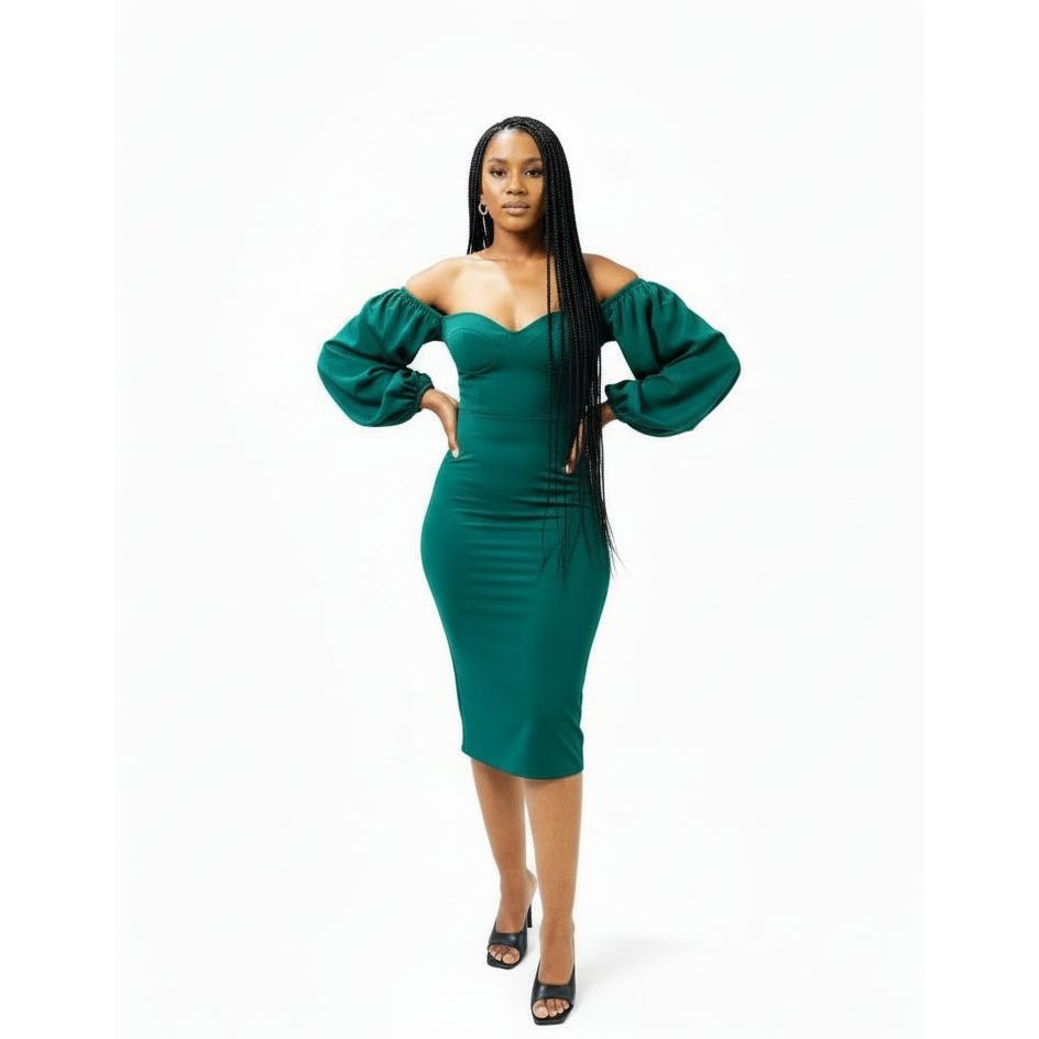 Bubbleroom Structure Puff Sleeve Dress