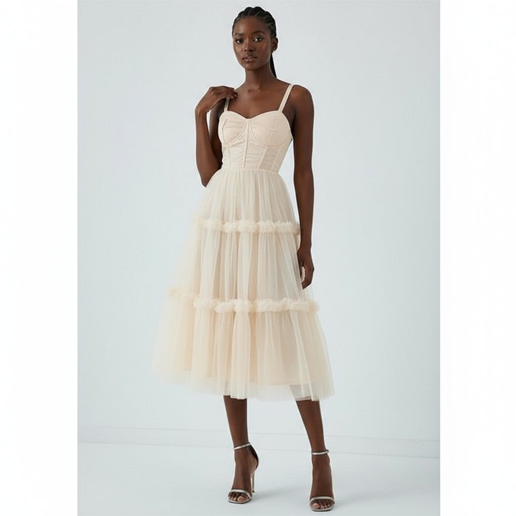 Romantic Corset Tulle Midi Dress – YELLOW SUB TRADING