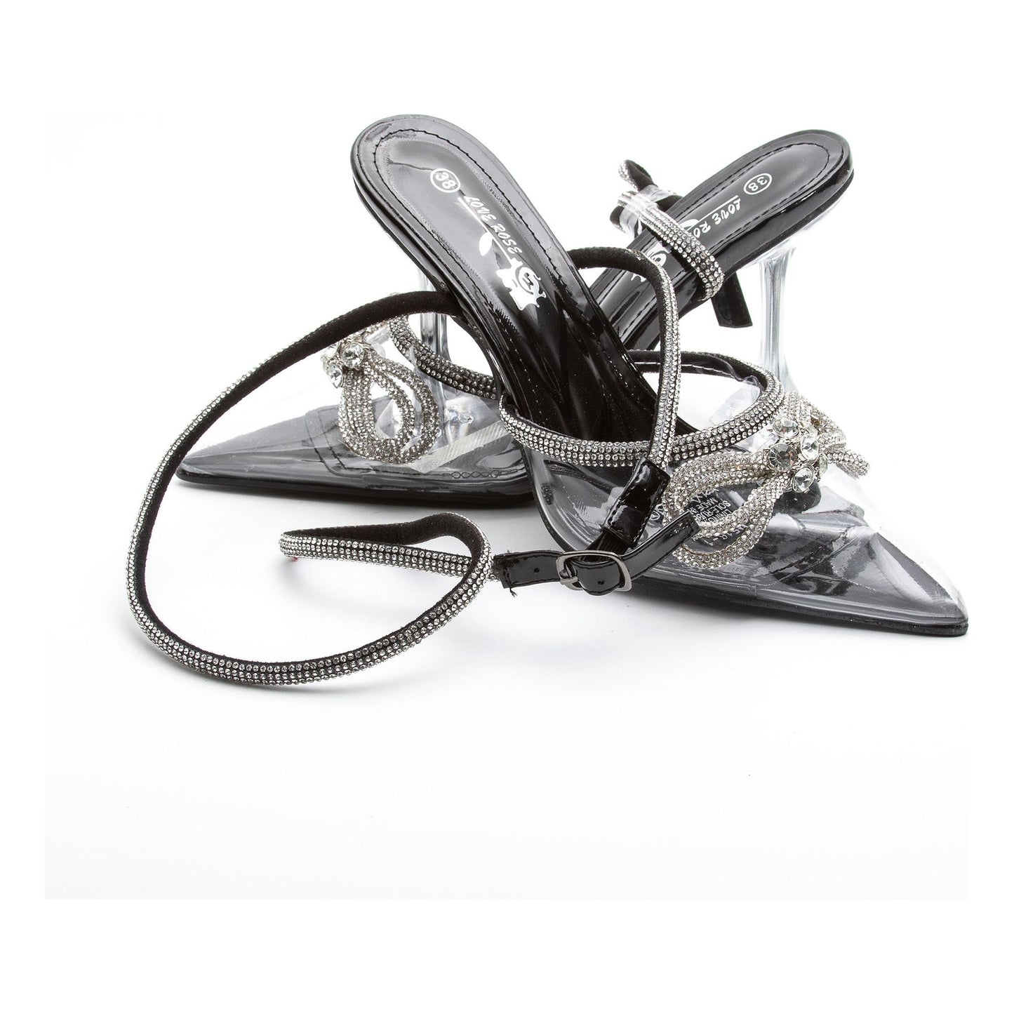 Rhinestone Bow Knot Short Heel