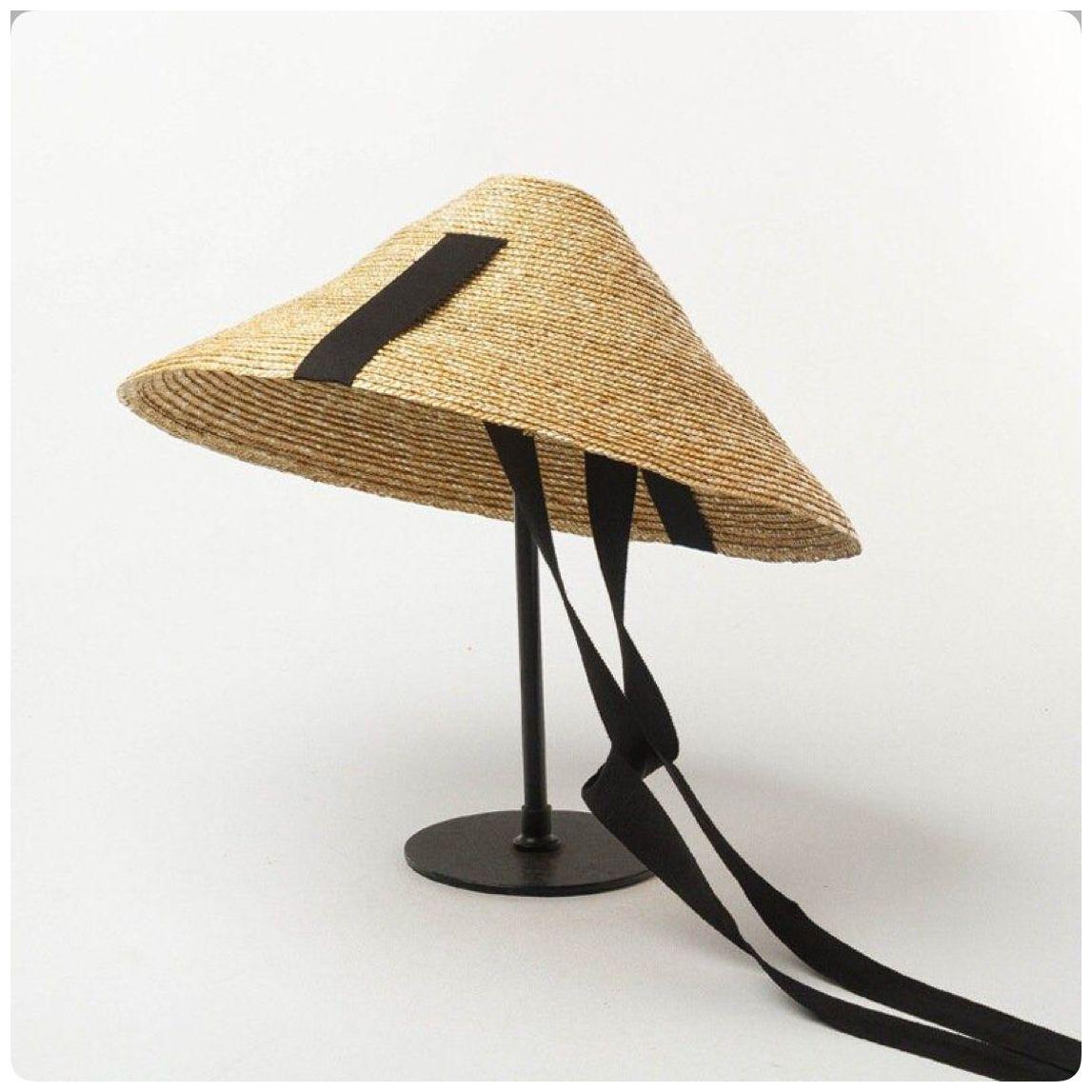 Conical Summer Wide Brim Straw Lace-up Straw Beach Hat