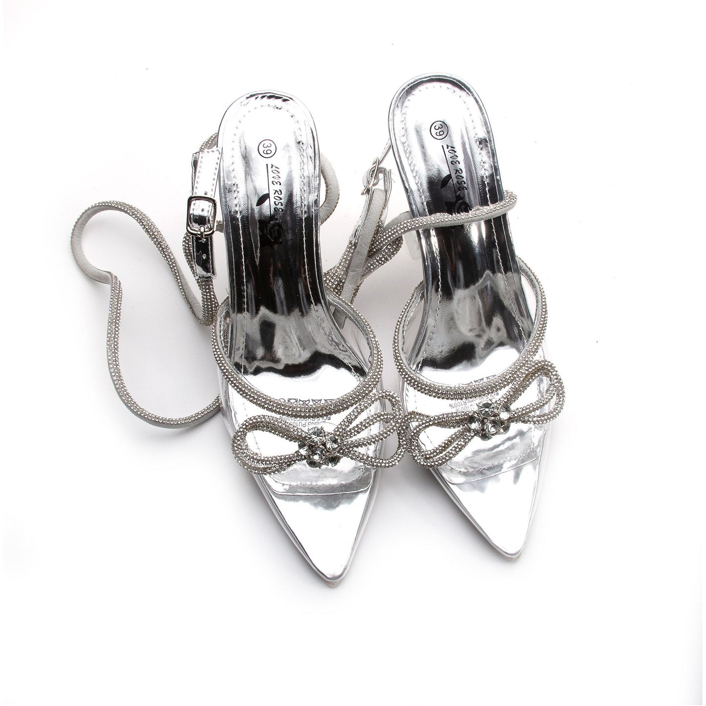 Rhinestone Bow Knot Short Heel