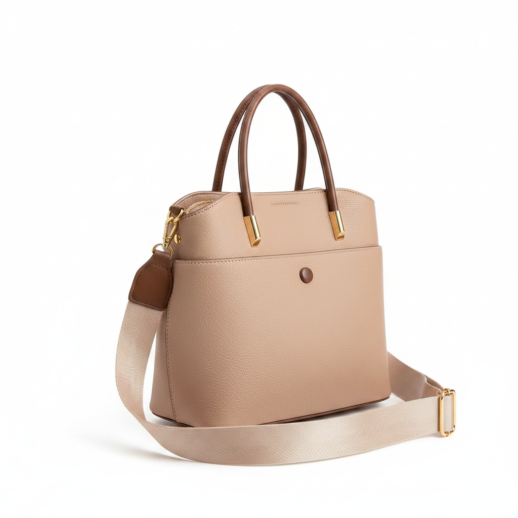 Structured Top-Handle Satchel Pebbled Texture Bag