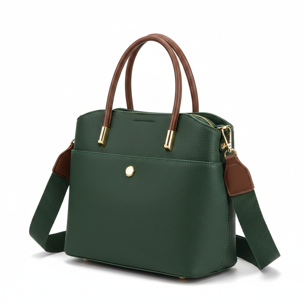 Structured Top-Handle Satchel Pebbled Texture Bag