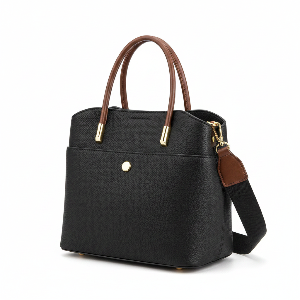 Structured Top-Handle Satchel Pebbled Texture Bag