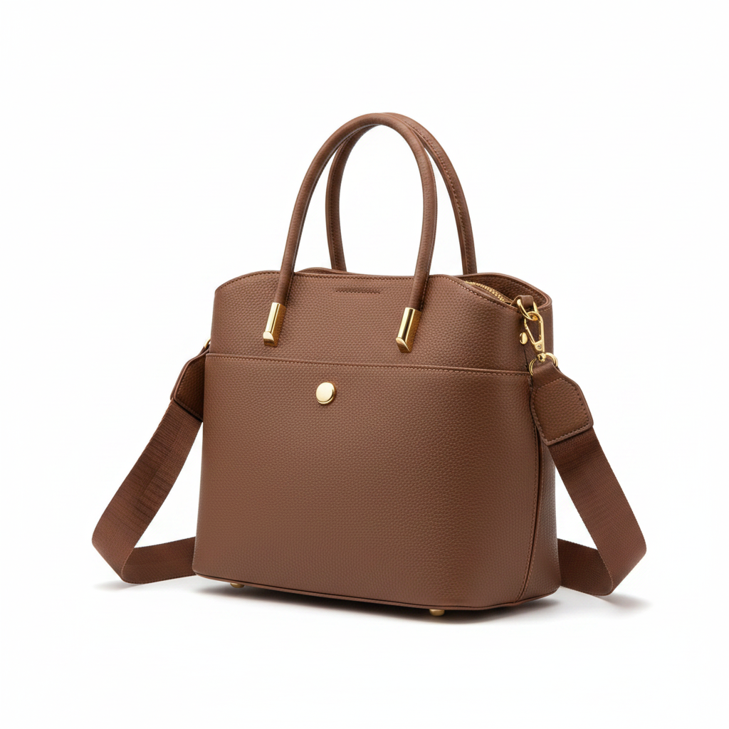 Structured Top-Handle Satchel Pebbled Texture Bag