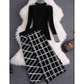 Turtleneck Top and Button Skirt Set