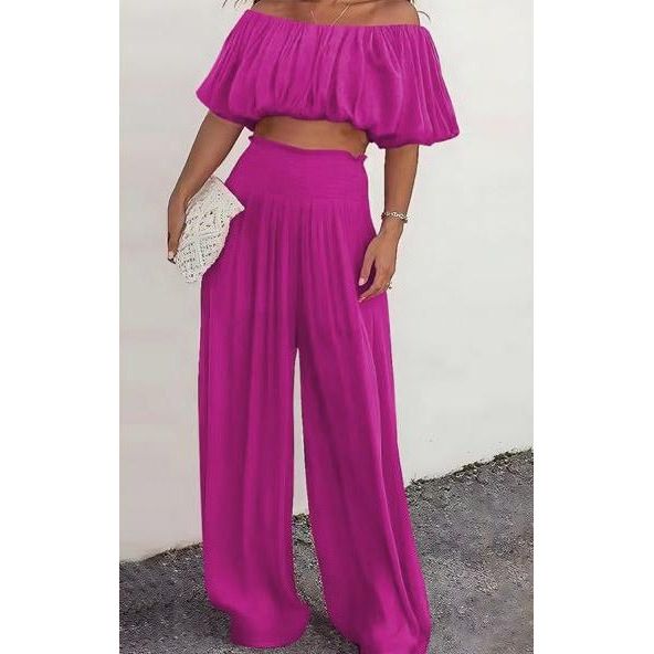 Sexy Loose Off Shoulder Top and Pant Set