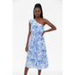 One Off Shoulder High Waisted Floral Dress