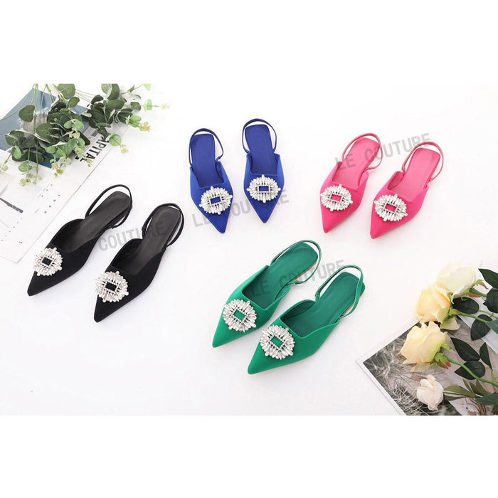 Pointed Toe Slingback Flat Sandals