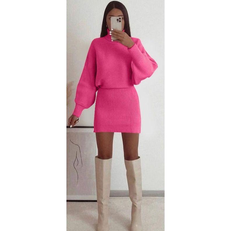 Sexy Knitted Top and Mini Skirt Set