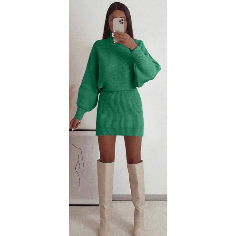 Sexy Knitted Top and Mini Skirt Set