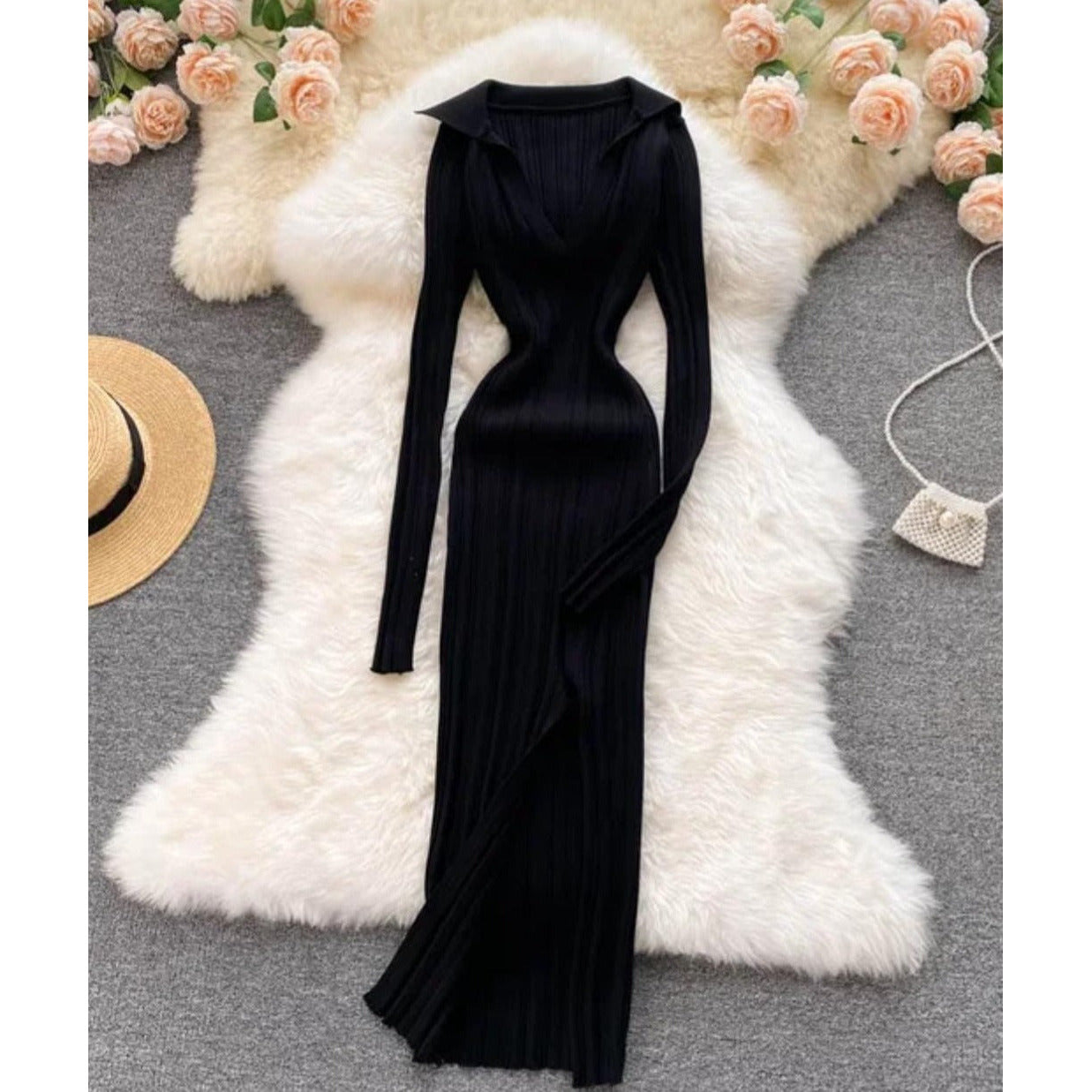 Side Slit Knitted Dress