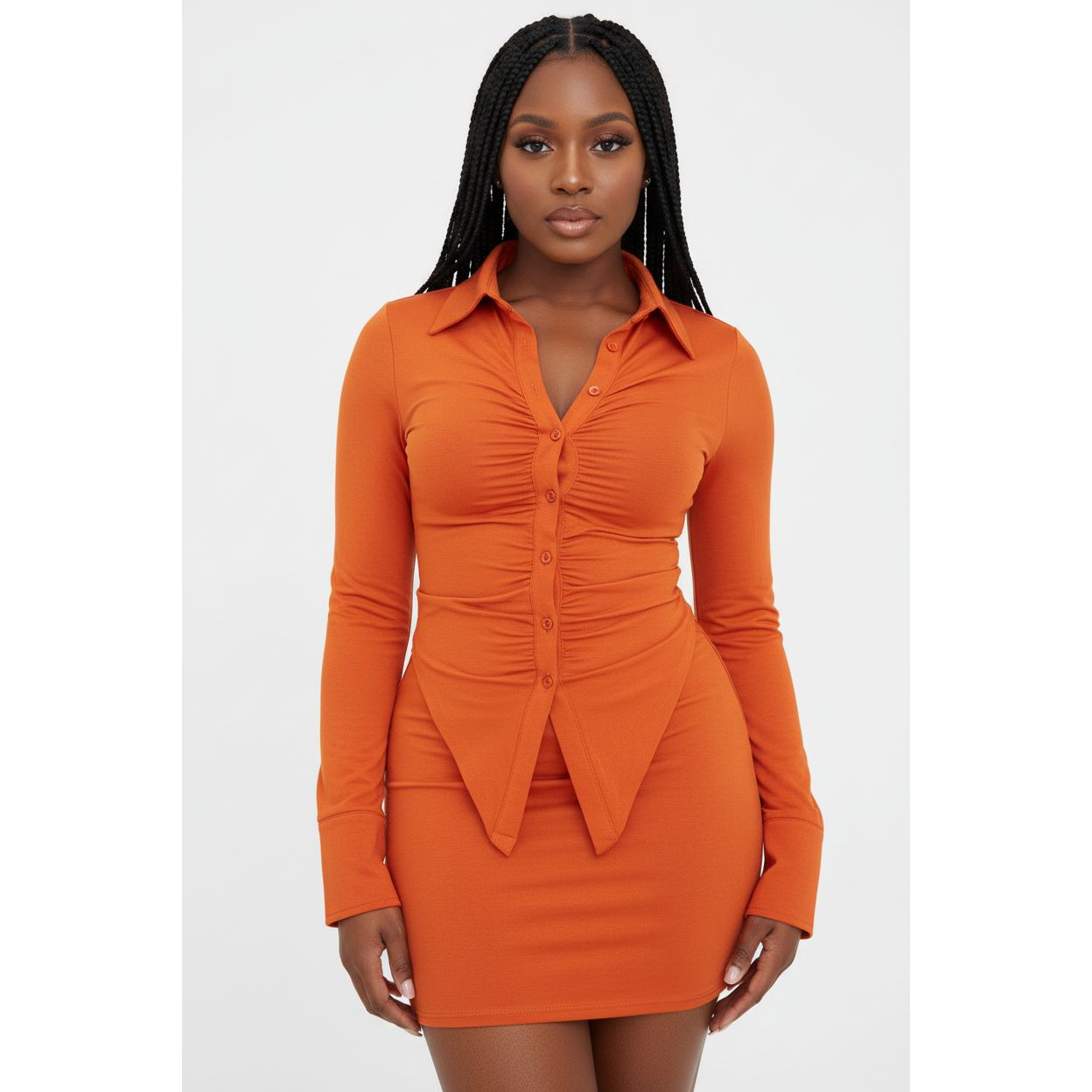 Sexy Solid Color Top And Skirt Set