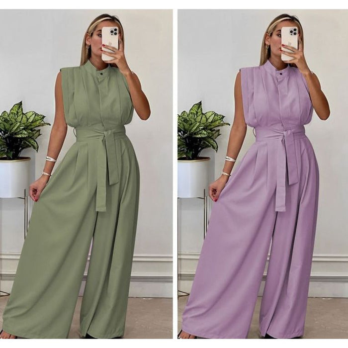 Button Detailed Palazzo Jumpsuit