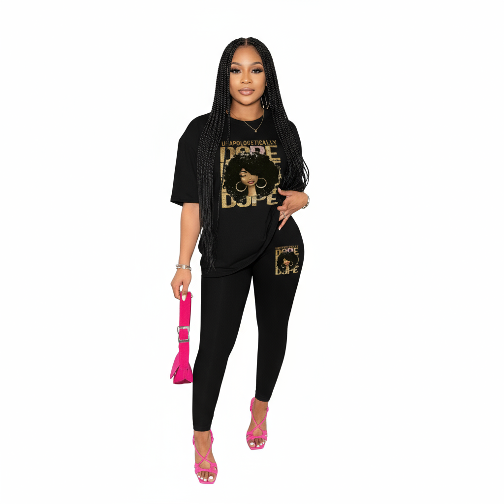 Sexy Printed Top And Tight Pant Set