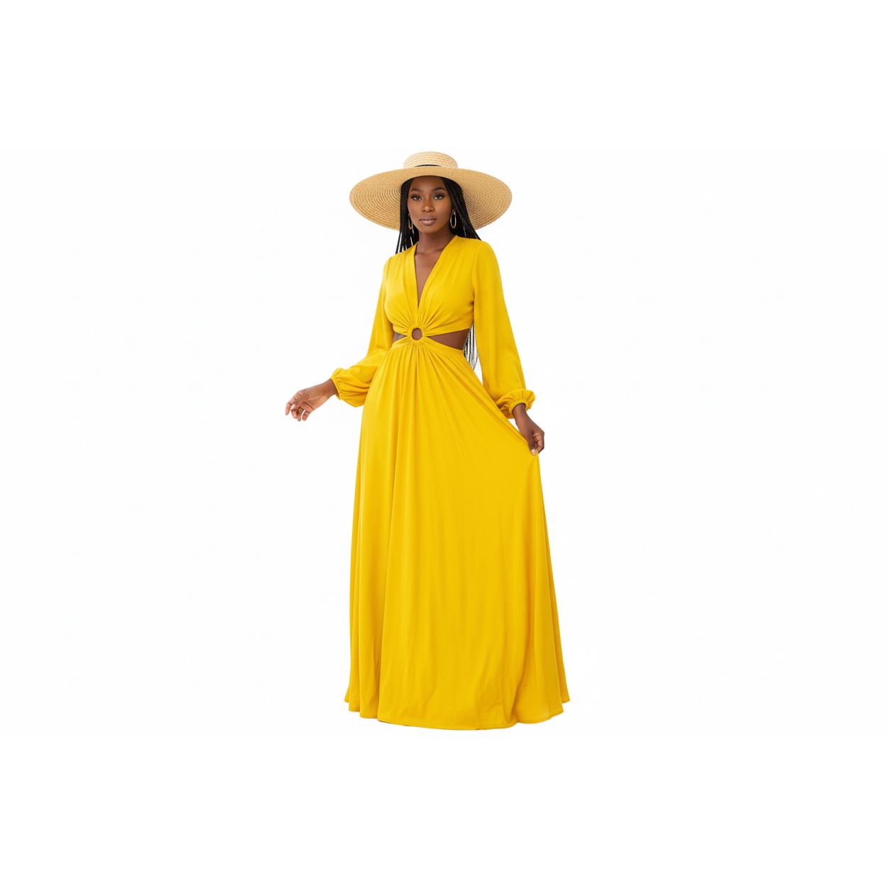 Chiffon Cut Out Maxi Dress